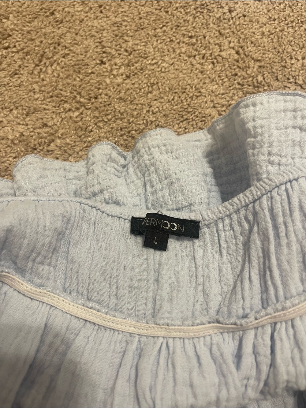 Light Blue Ruffled Spaghetti Strap Tank Top - Picture 3 of 3